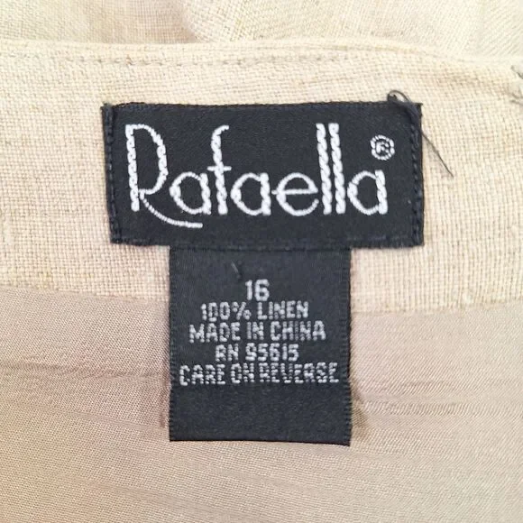 Rafaella 100% Linen Tan Knee Length Skirt Sz 16 - Picture 6 of 11